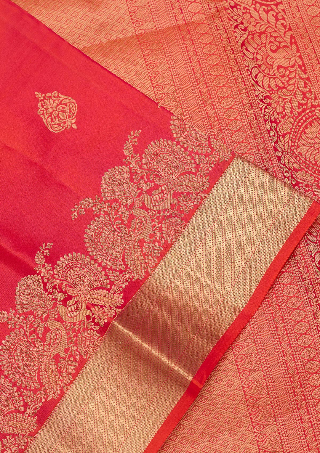 Red Pure Silk Buti Zariwork Saree With Matching Blouse Piece