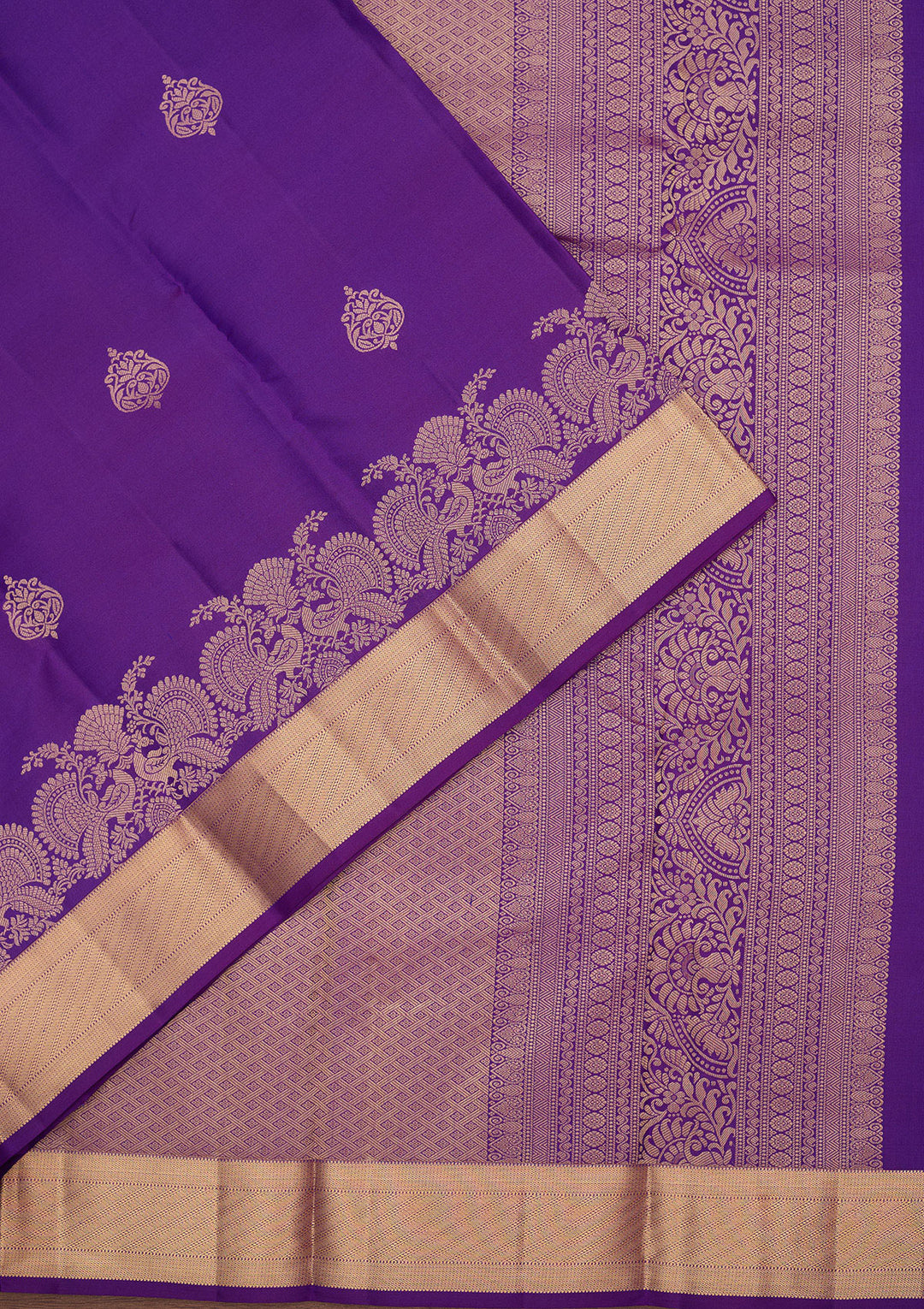 Royal Blue Pure Silk Buti Zariwork Saree With Matching Blouse Piece