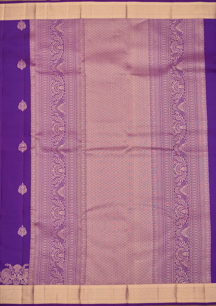 Royal Blue Pure Silk Buti Zariwork Saree With Matching Blouse Piece