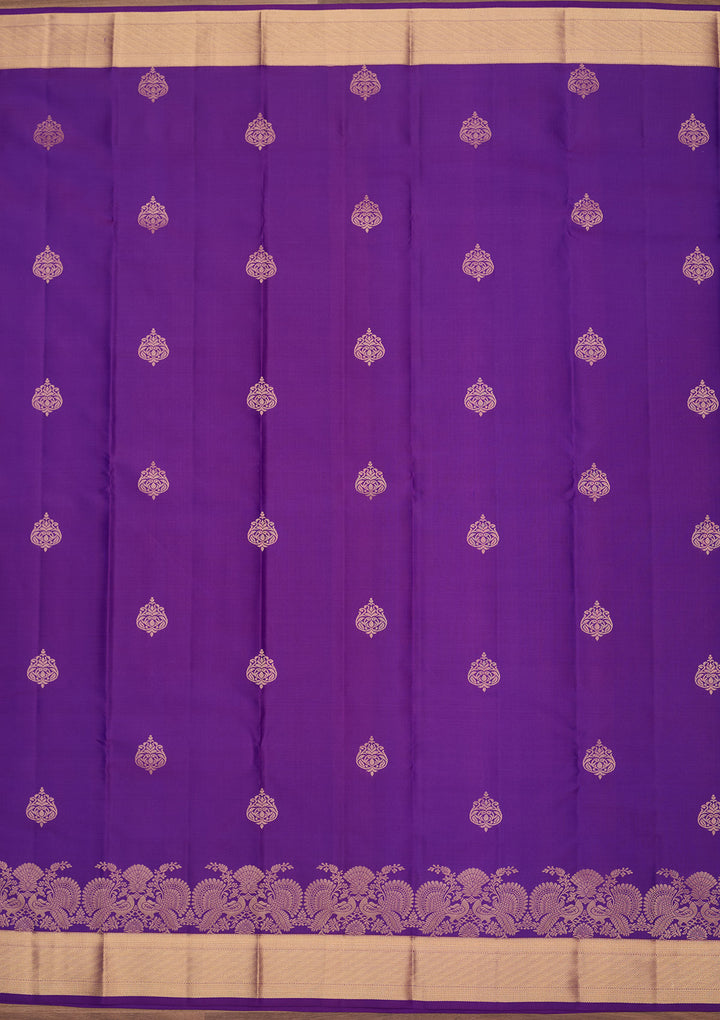 Royal Blue Pure Silk Buti Zariwork Saree With Matching Blouse Piece