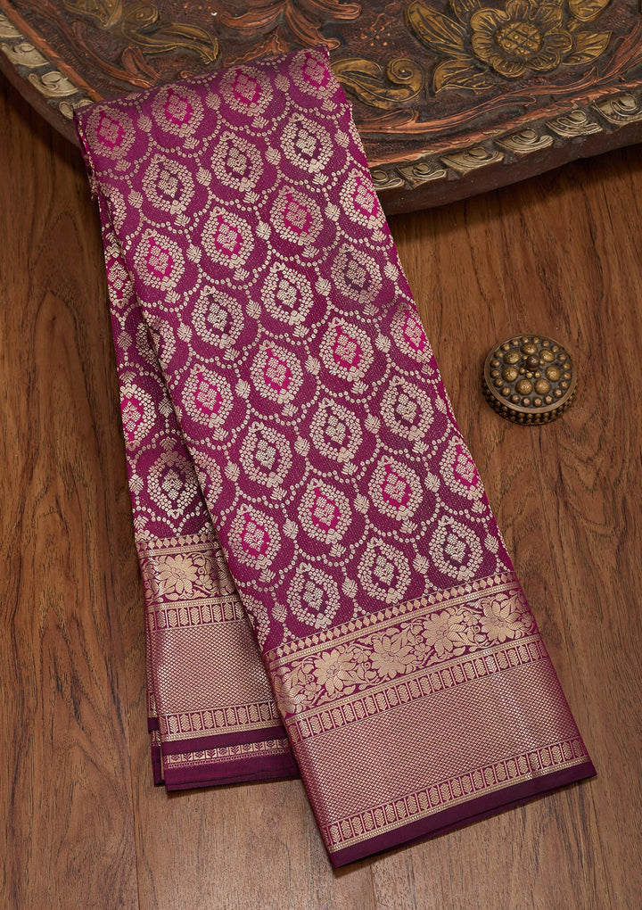 Wine Zariwork Pure Silk Saree
