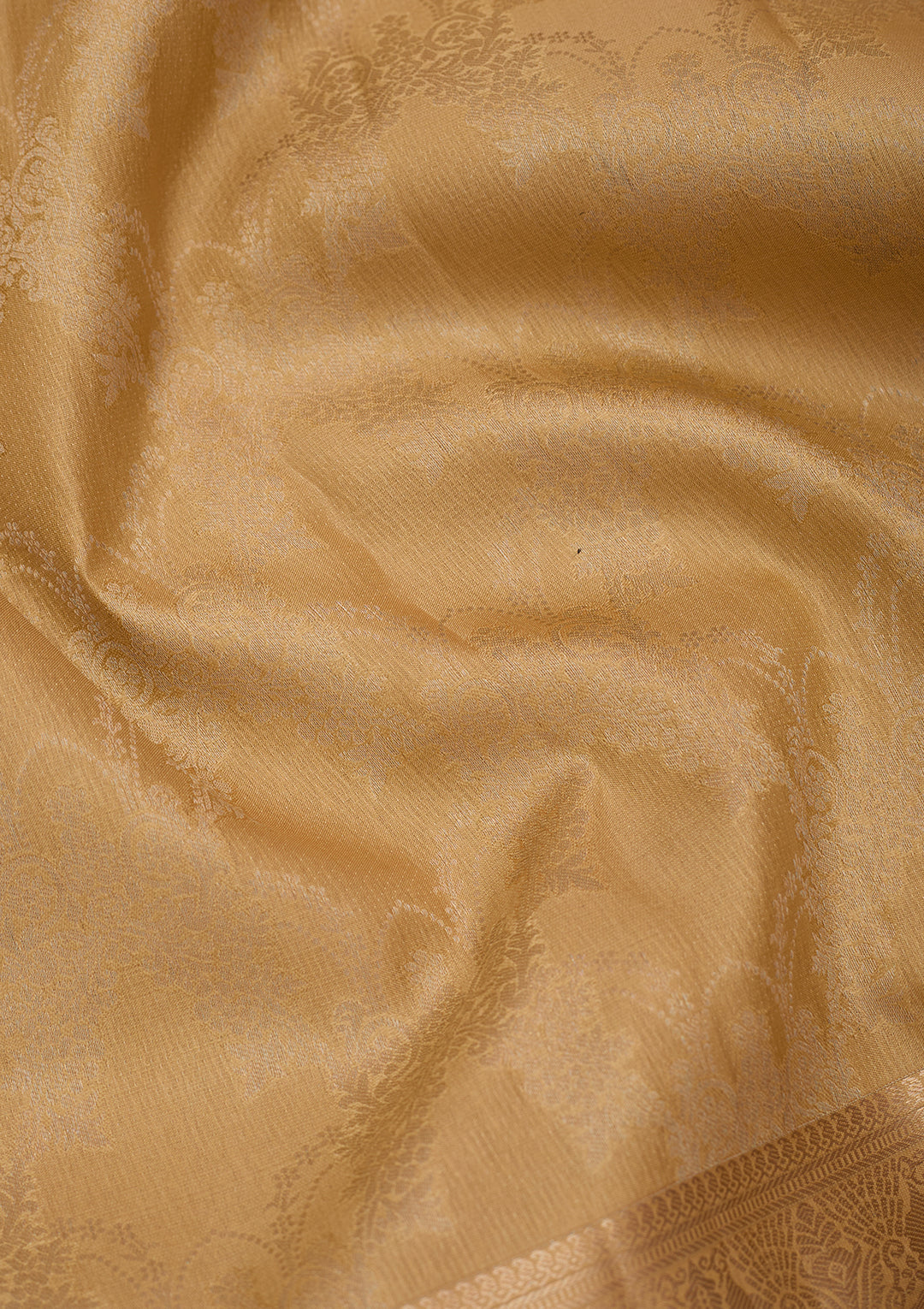 Beige Pure Silk Jaal Gold Zariwork Saree With Matching Blouse Piece