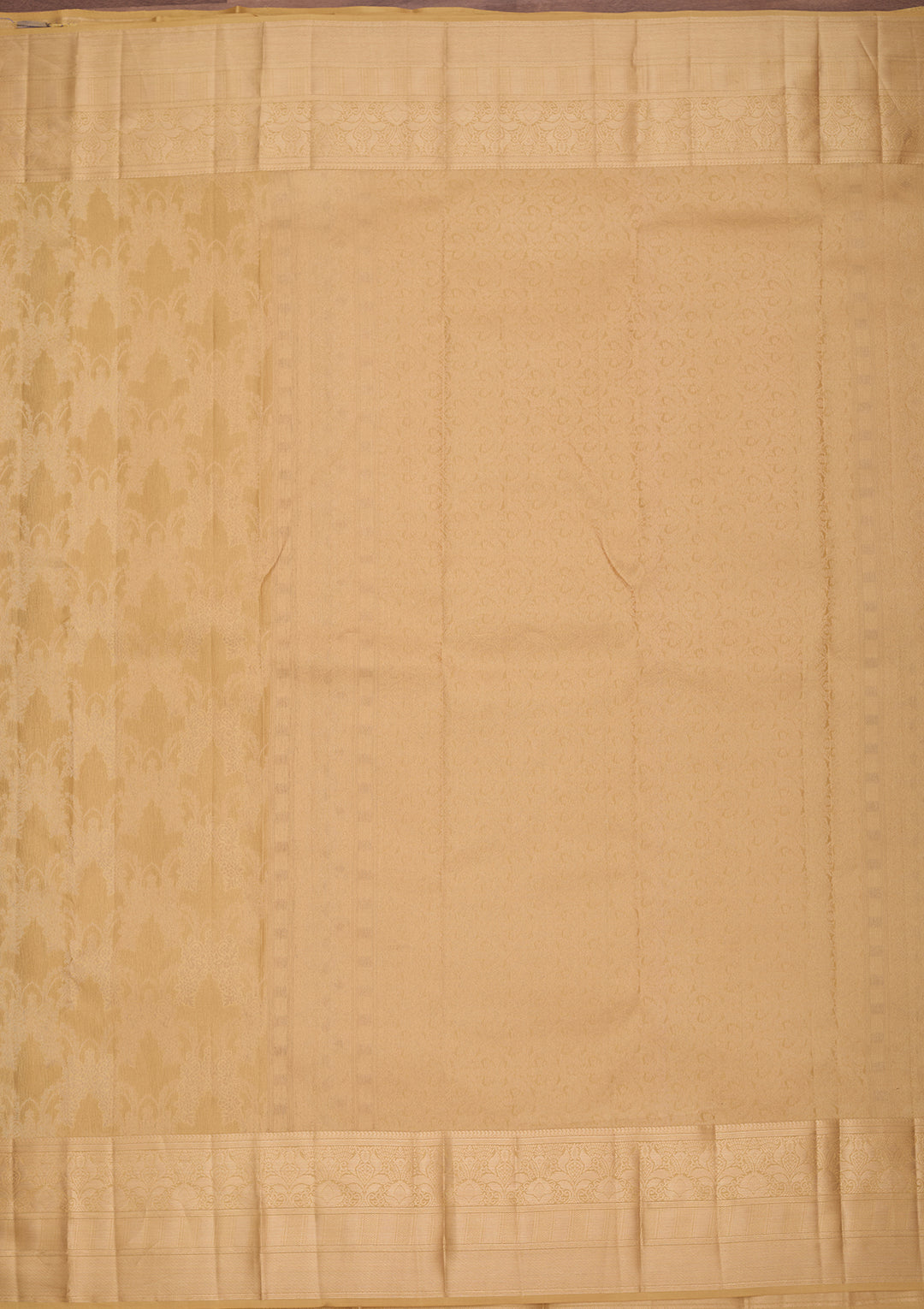 Beige Pure Silk Jaal Gold Zariwork Saree With Matching Blouse Piece