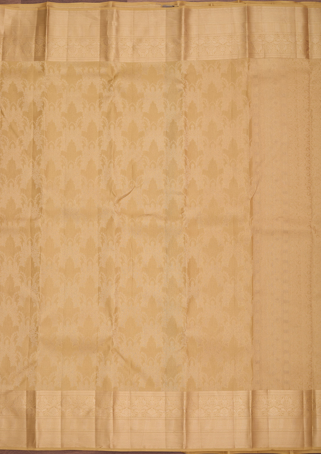 Beige Pure Silk Jaal Gold Zariwork Saree With Matching Blouse Piece