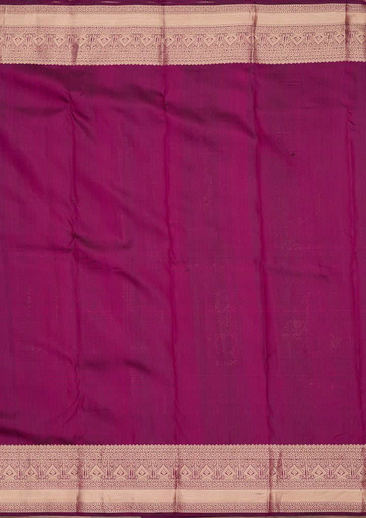 Purple Pure Silk Jaal Zariwork Saree With Matching Blouse Piece