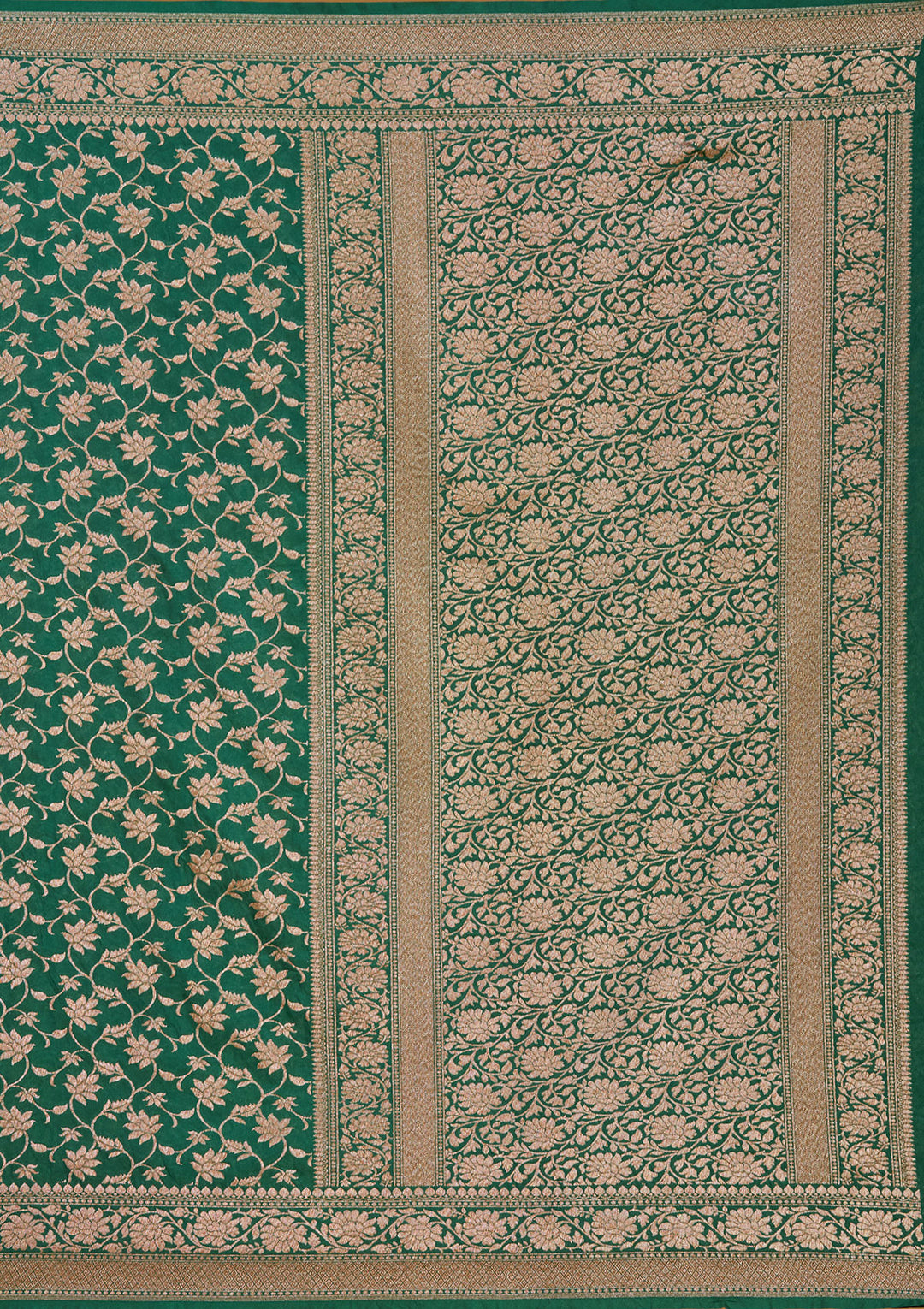 Green Georgette Jaal Gold Zariwork Saree With Matching Blouse Piece