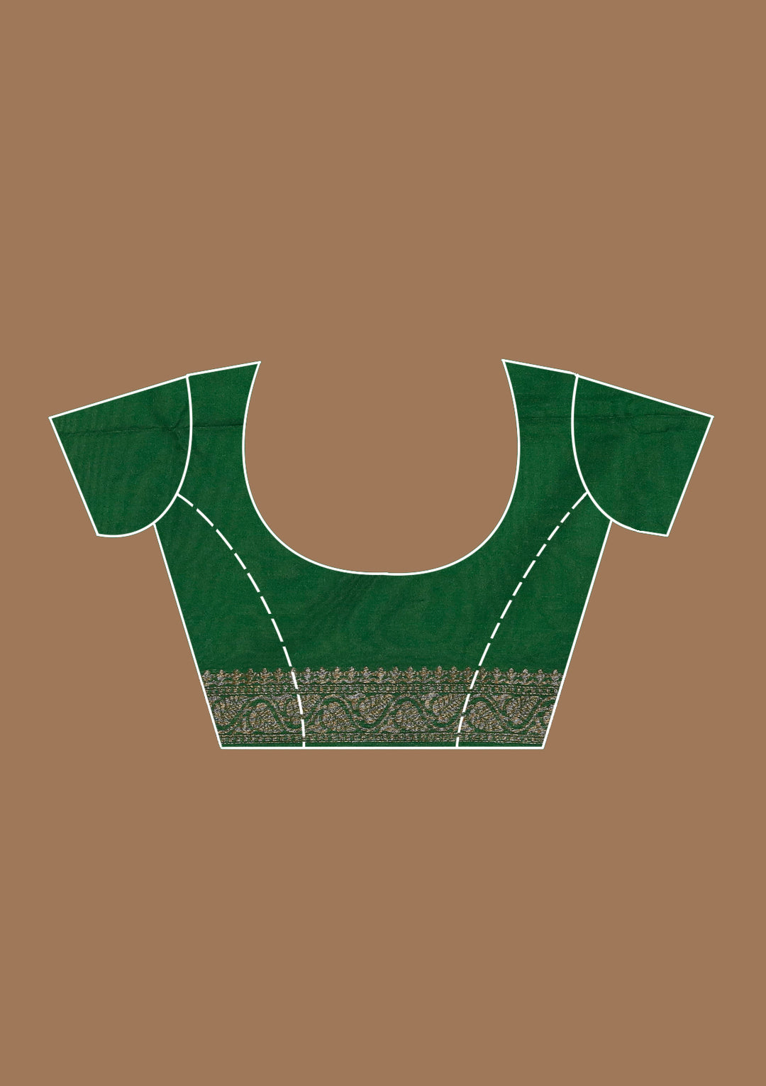 Bottle Green Georgette Buti Gold Zariwork Saree With Matching Blouse Piece