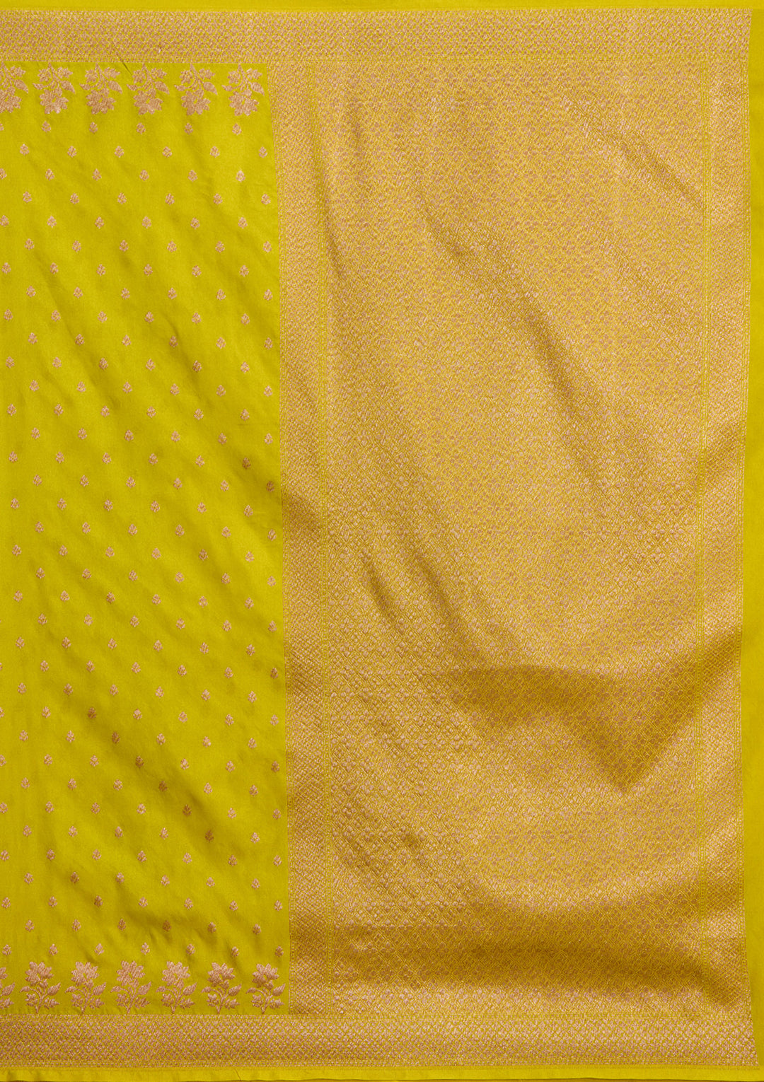 Mehandi Green Georgette Buti Gold Zariwork Saree With Matching Blouse Piece