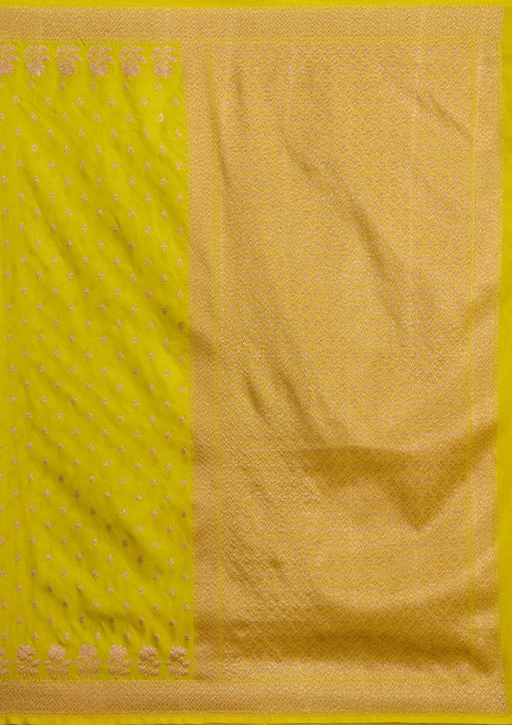 Mehandi Green Georgette Buti Gold Zariwork Saree With Matching Blouse Piece