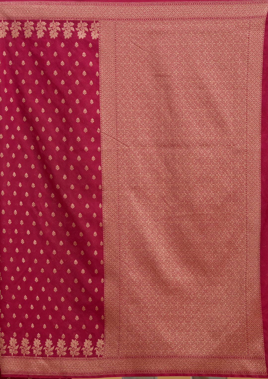 Wine Georgette Buti Gold Zariwork Saree With Matching Blouse Piece