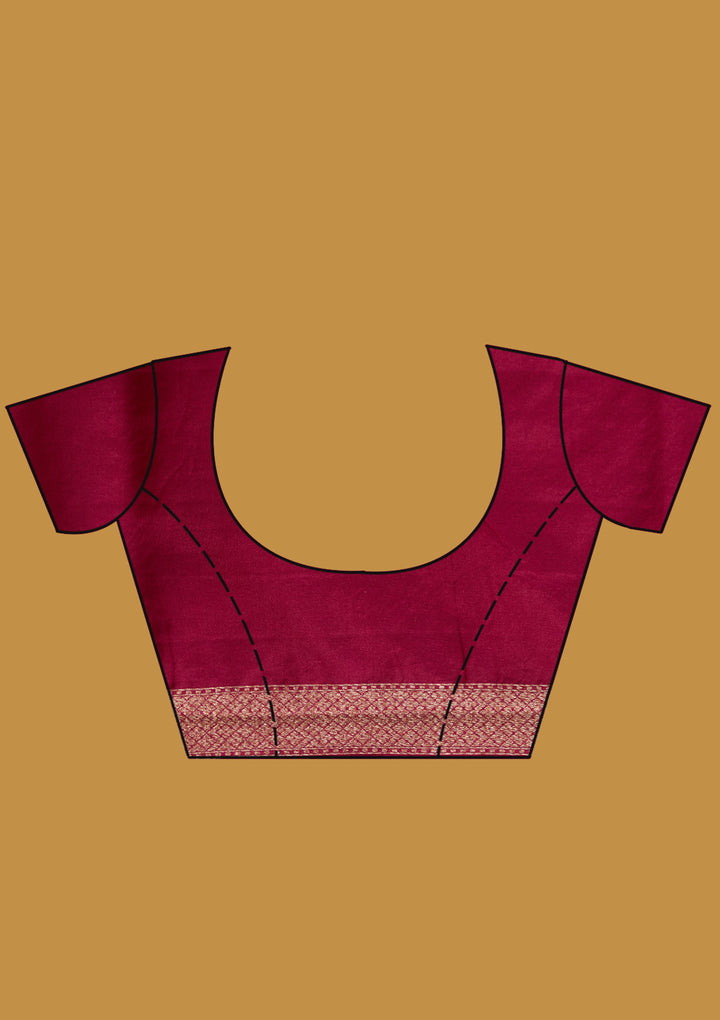 Wine Georgette Buti Gold Zariwork Saree With Matching Blouse Piece