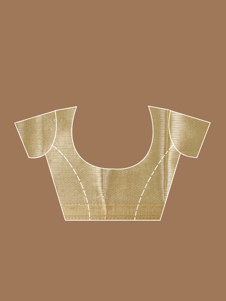 Gold Tissue Jaal Gold Zariwork Saree With Matching Blouse Piece