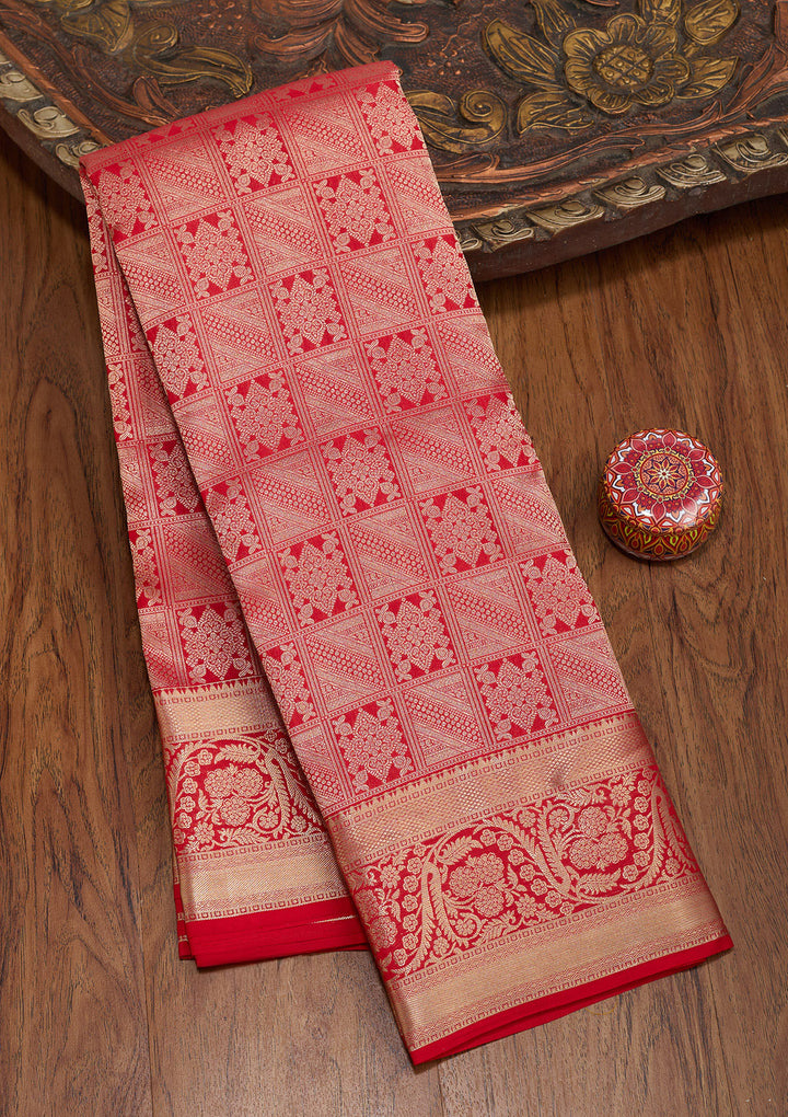 Red Zariwork Pure Silk Saree