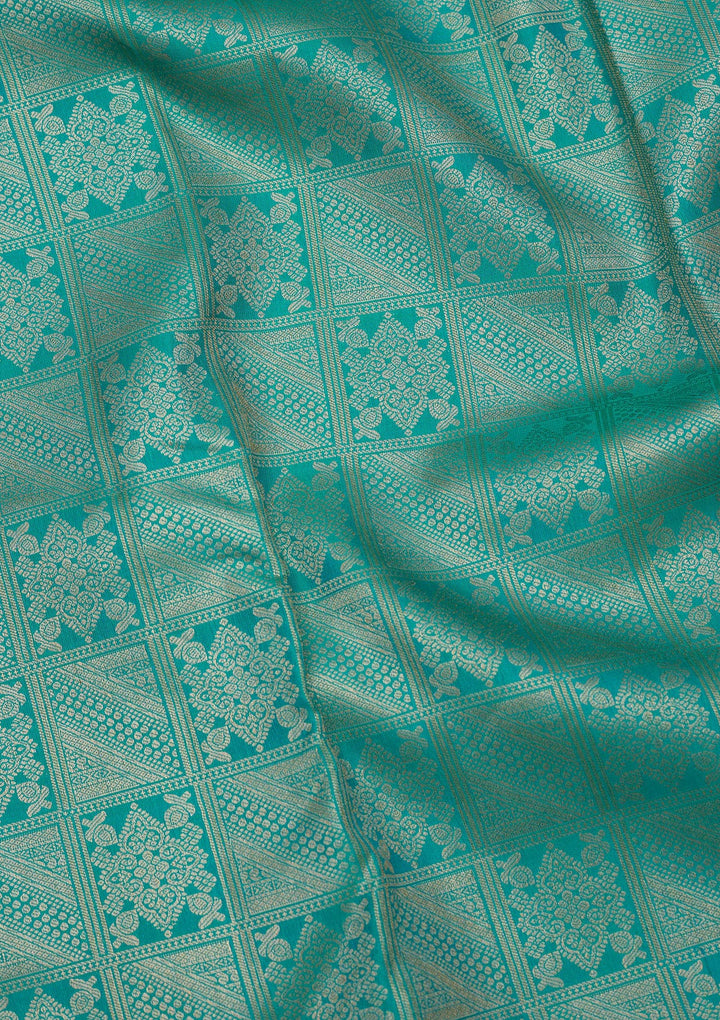 Turquoise Blue Zariwork Pure Silk Saree