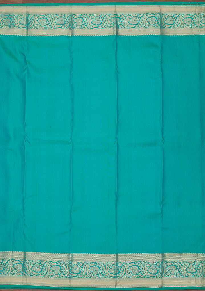 Turquoise Blue Zariwork Pure Silk Saree