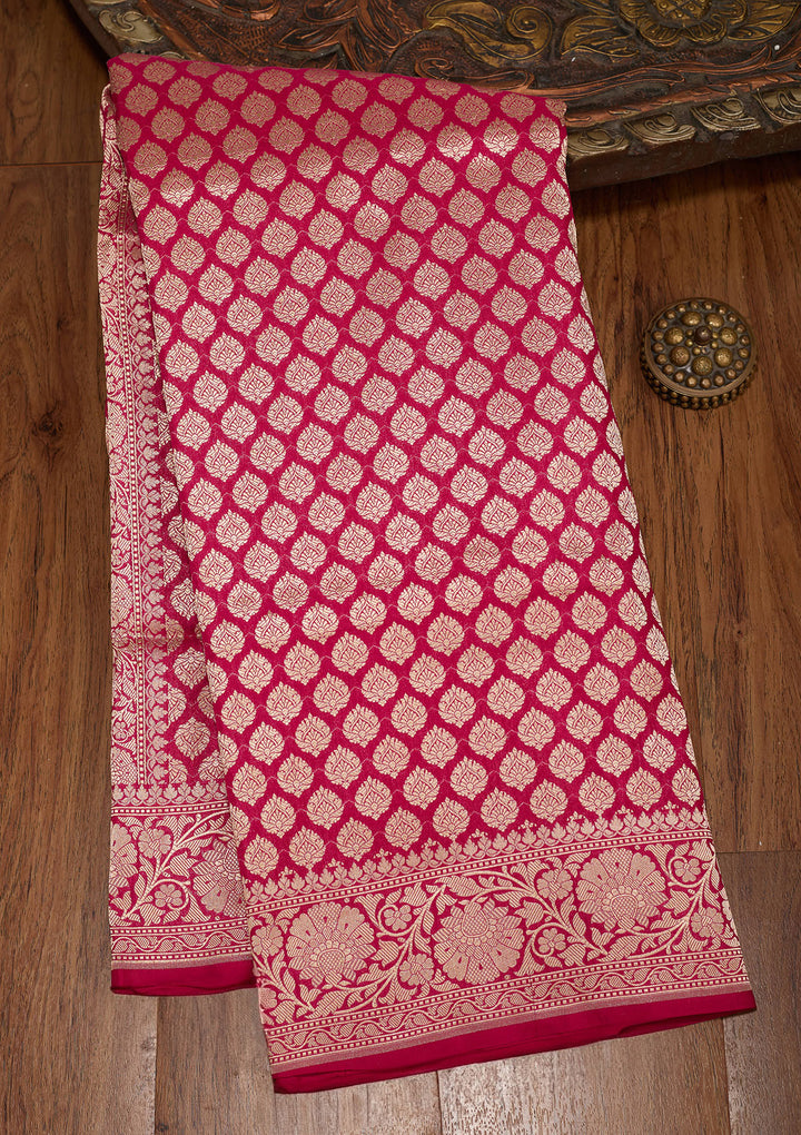 Rani Pink Zariwork Pure Silk Saree
