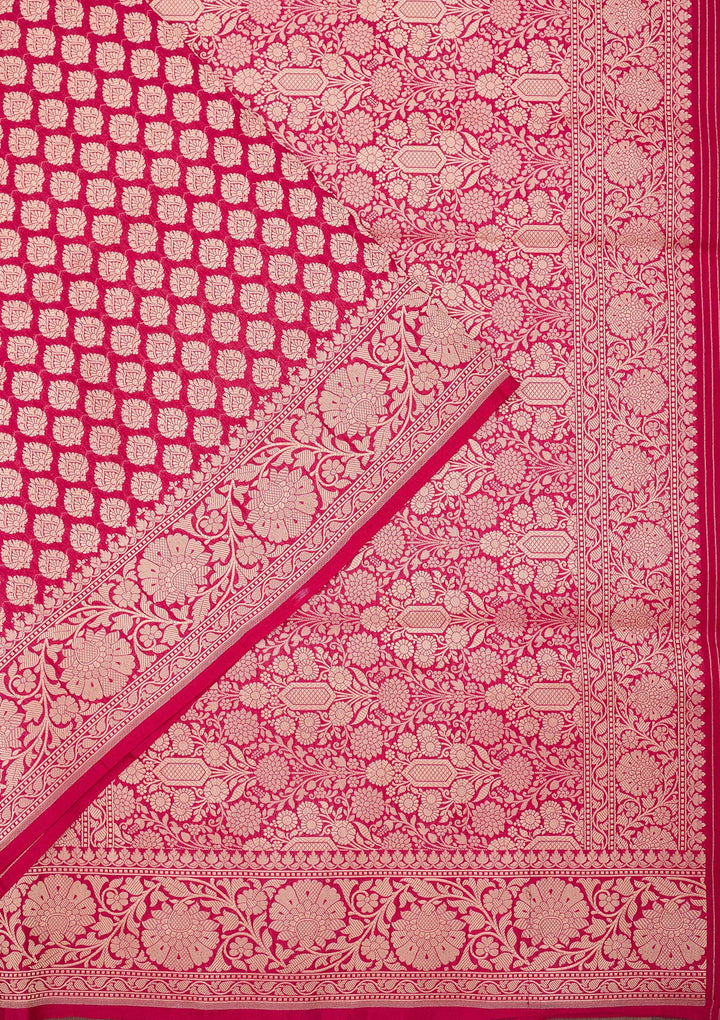 Rani Pink Zariwork Pure Silk Saree