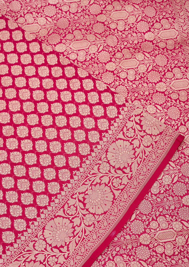 Rani Pink Zariwork Pure Silk Saree
