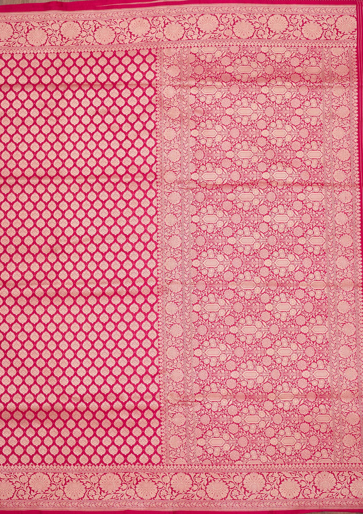 Rani Pink Zariwork Pure Silk Saree