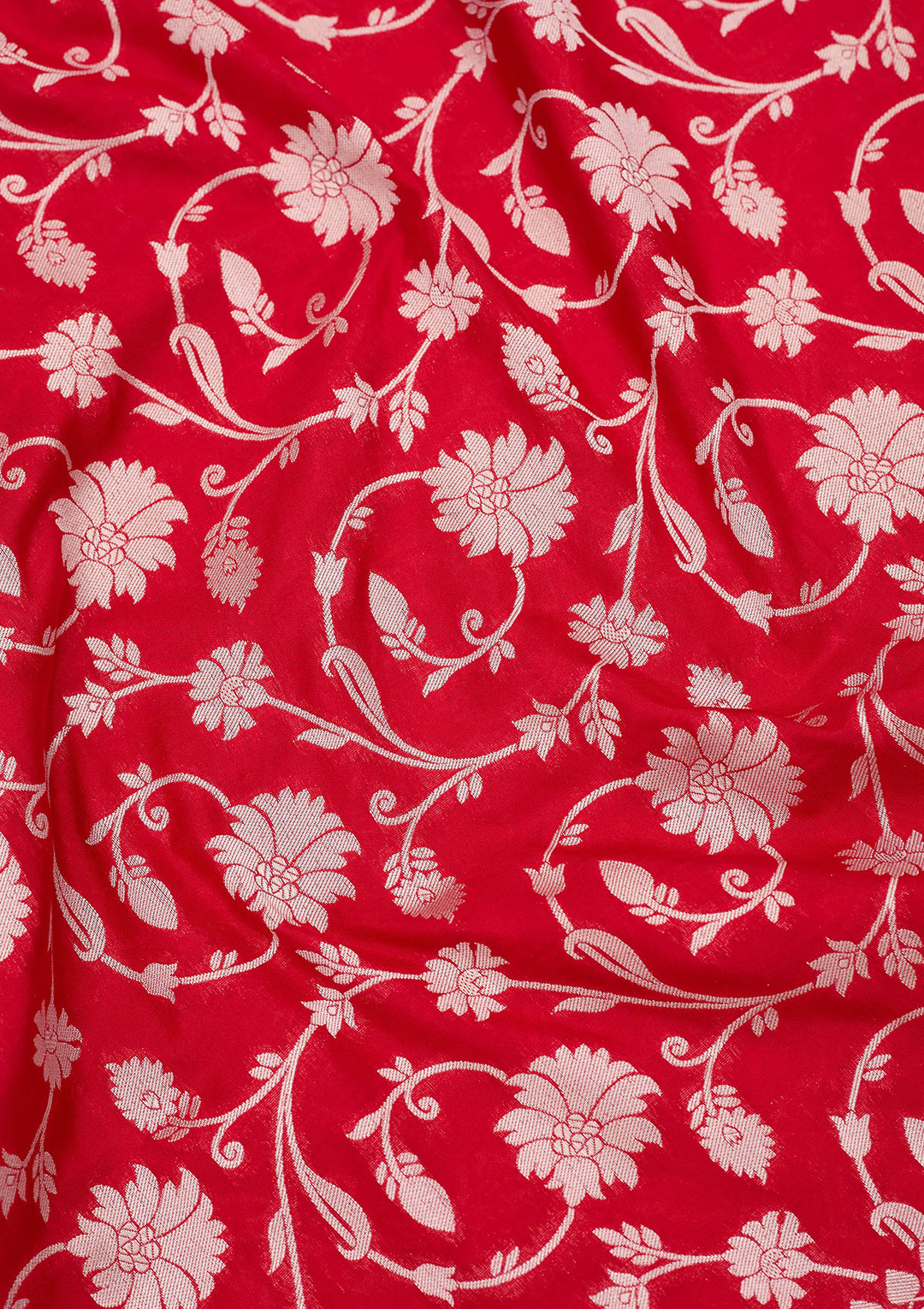 Red Silk Jaal Zariwork Saree With Matching Blouse Piece