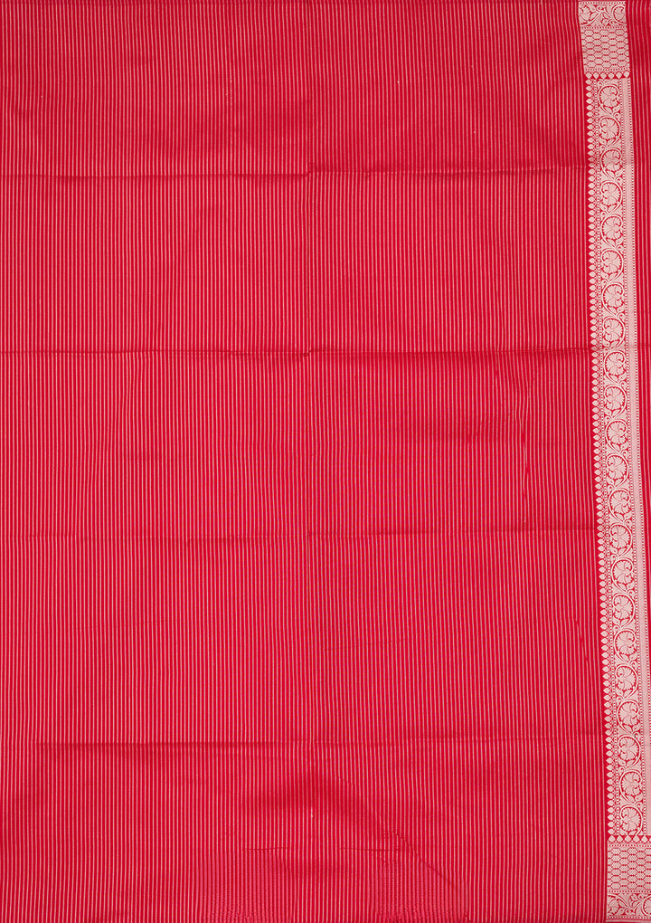 Red Silk Jaal Zariwork Saree With Matching Blouse Piece