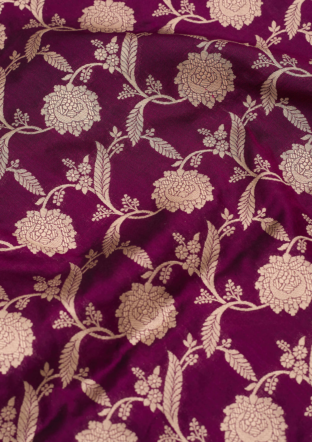 Wine Silk Jaal Zariwork Saree With Matching Blouse Piece