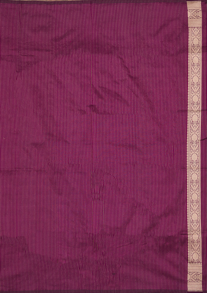 Wine Silk Jaal Zariwork Saree With Matching Blouse Piece