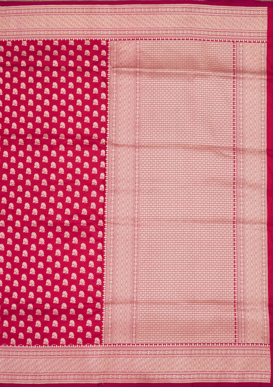 Magenta Pink Silk Buti Zariwork Saree With Matching Blouse Piece