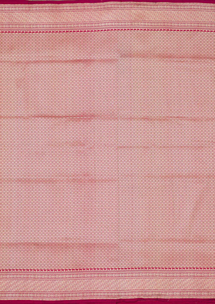 Magenta Pink Silk Buti Zariwork Saree With Matching Blouse Piece