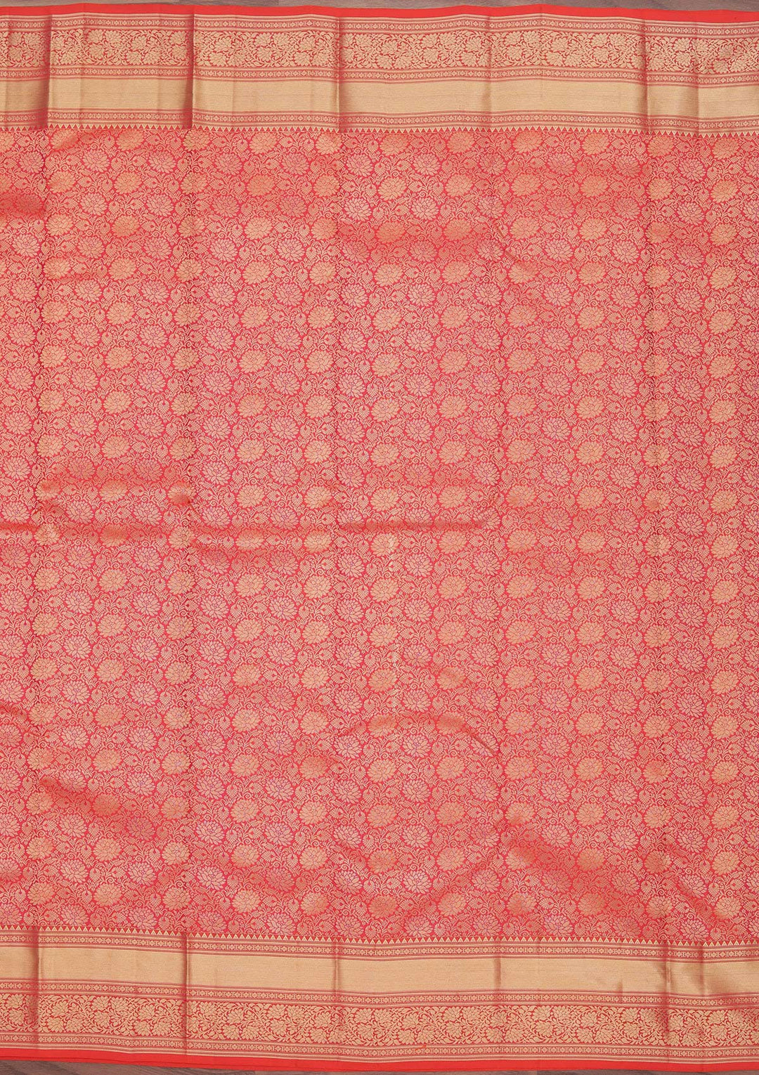 Red Silk Jaal Saree With Matching Blouse Piece