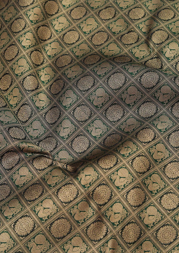 Bottle Green Zariwork Pure Silk Saree