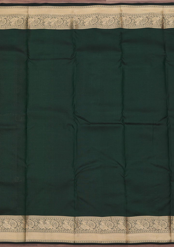 Bottle Green Zariwork Pure Silk Saree