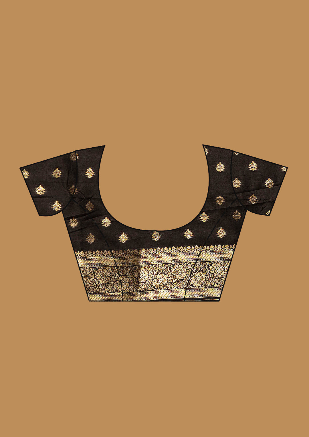 Black Silk Jaal Printed Saree With Matching Blouse Piece