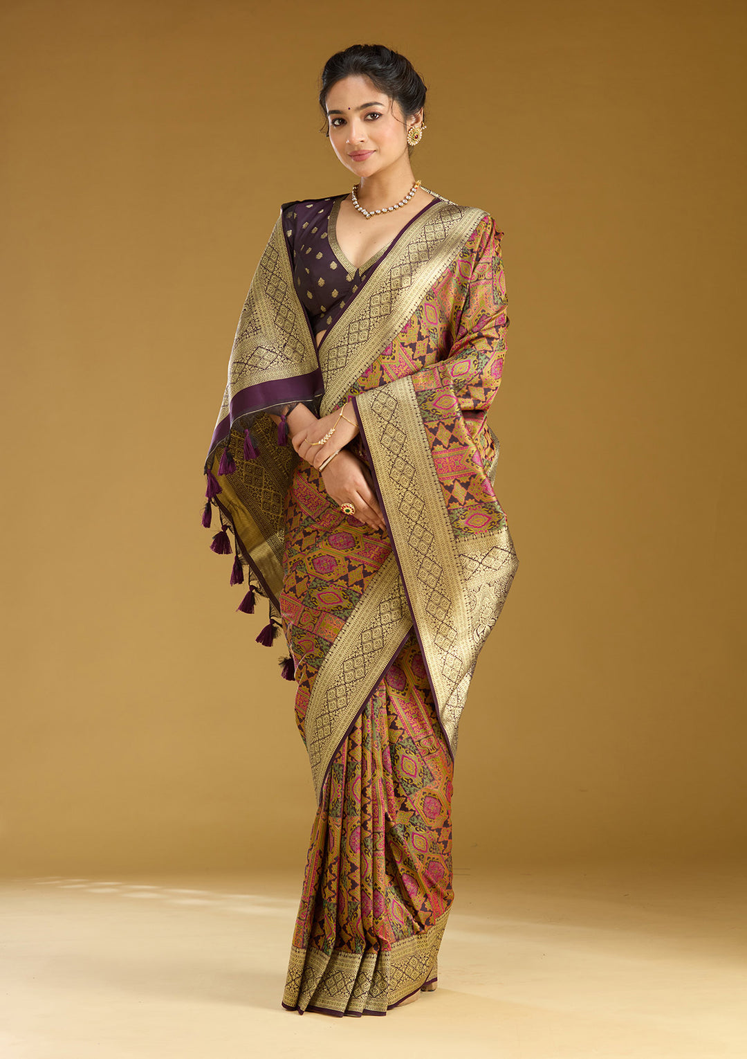 Black Silk Jaal Printed Saree With Matching Blouse Piece