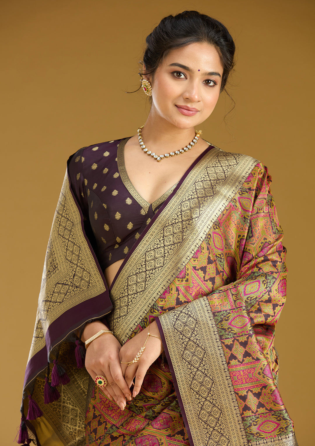 Black Silk Jaal Printed Saree With Matching Blouse Piece