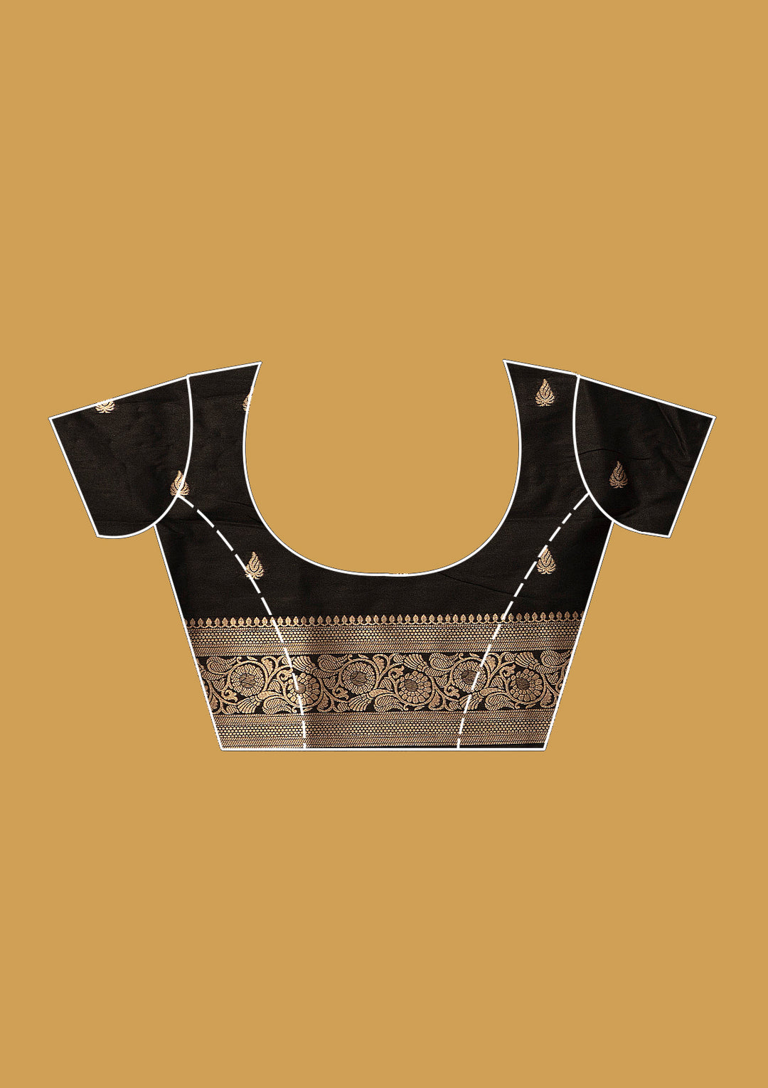 Black Silk Jaal Printed Saree With Matching Blouse Piece