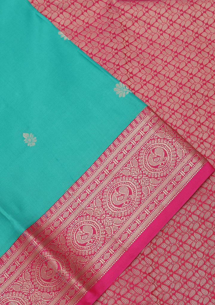 Peacock Green Zariwork Pure Silk Saree