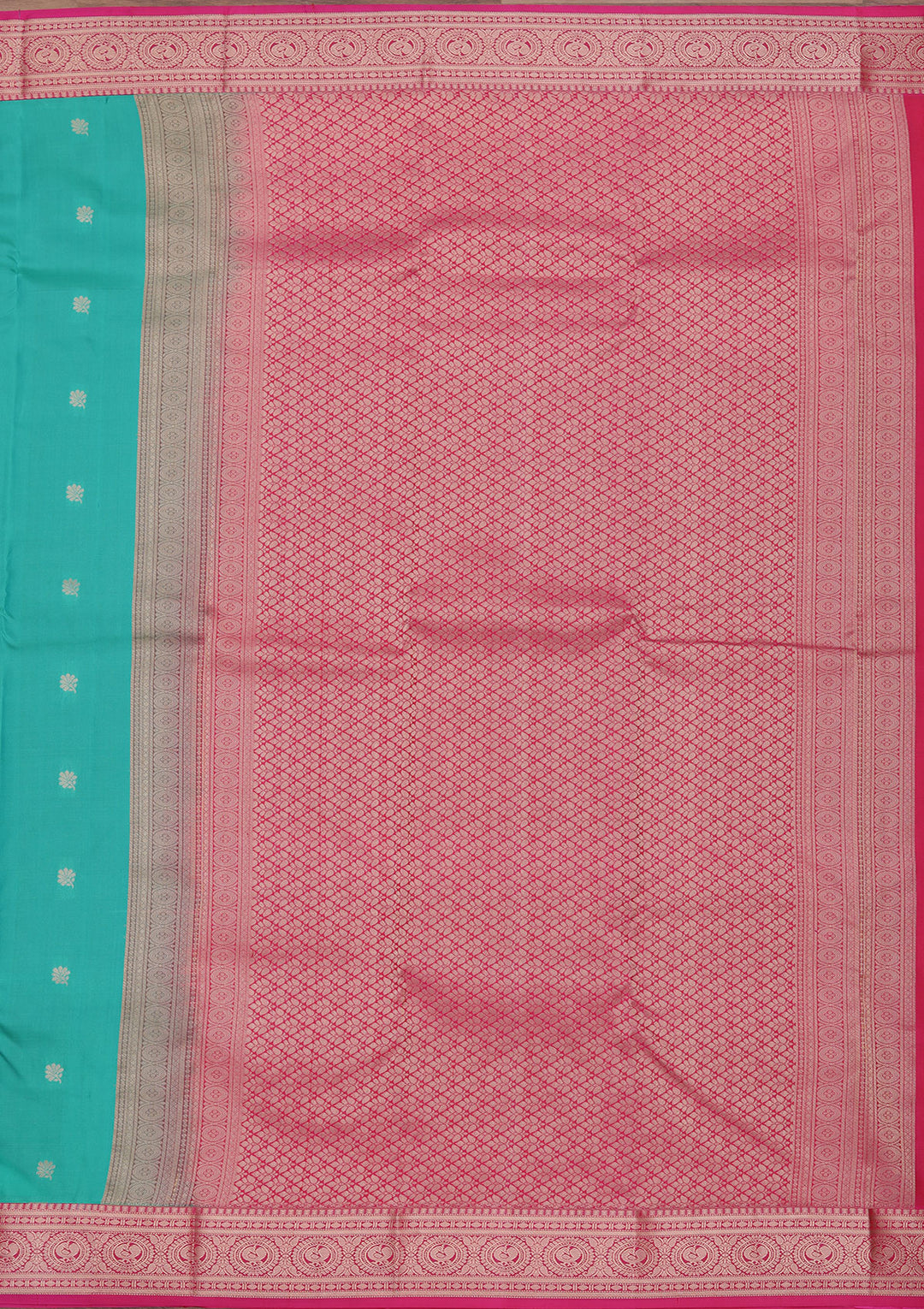 Peacock Green Zariwork Pure Silk Saree