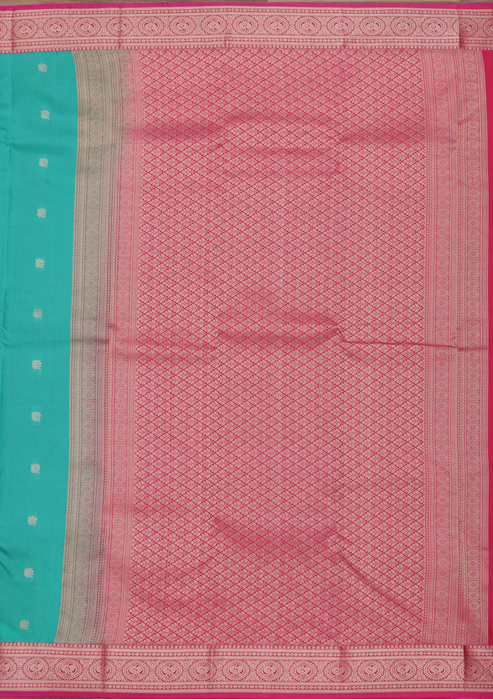 Peacock Green Zariwork Pure Silk Saree
