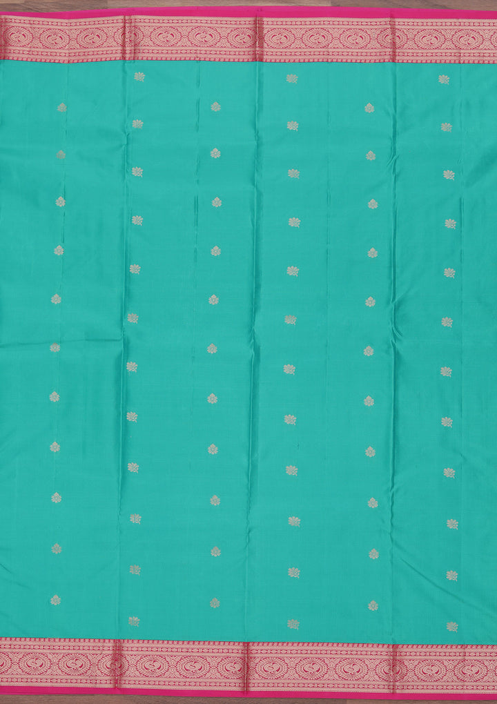 Peacock Green Zariwork Pure Silk Saree