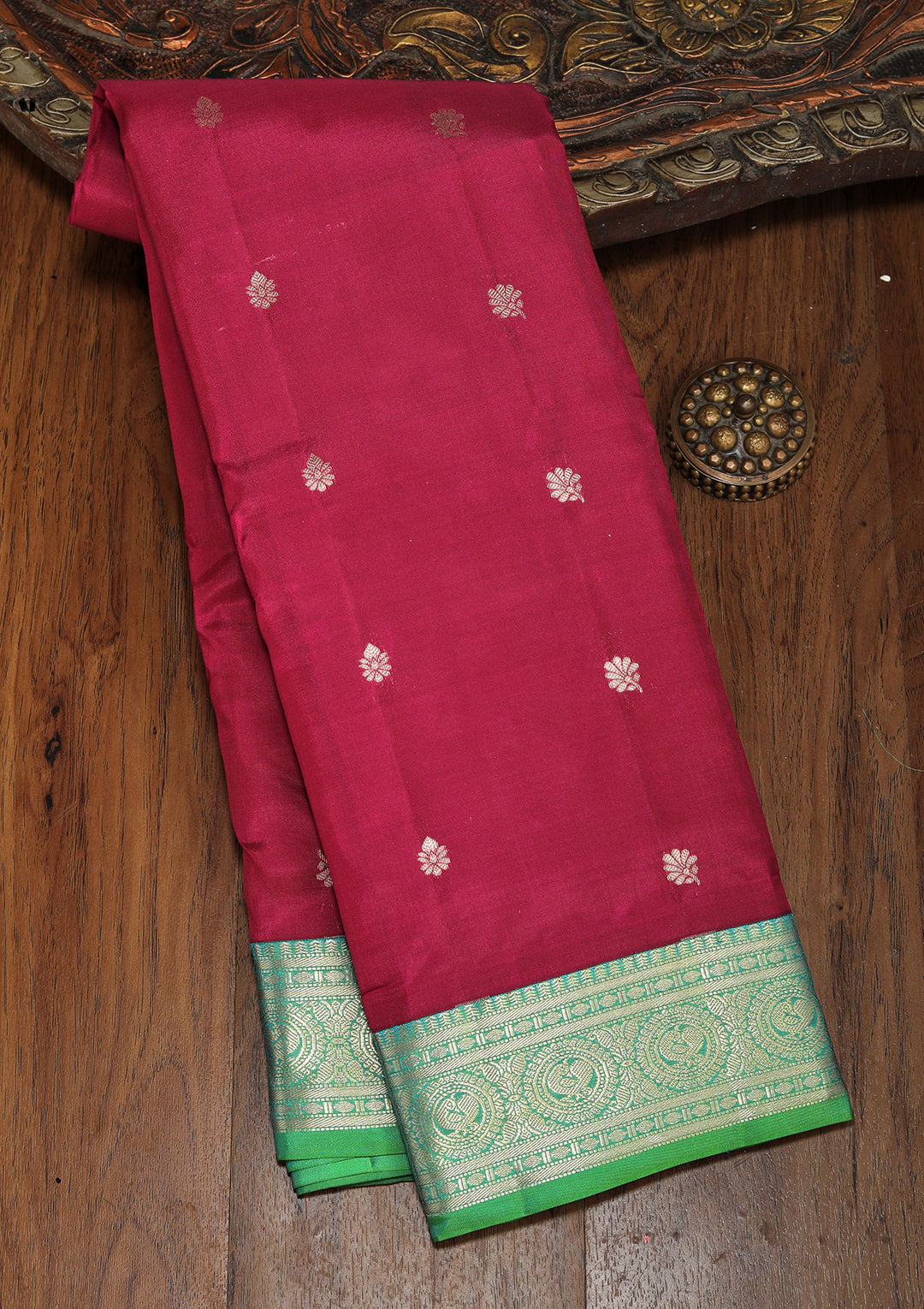 Wine Zariwork Pure Silk Saree