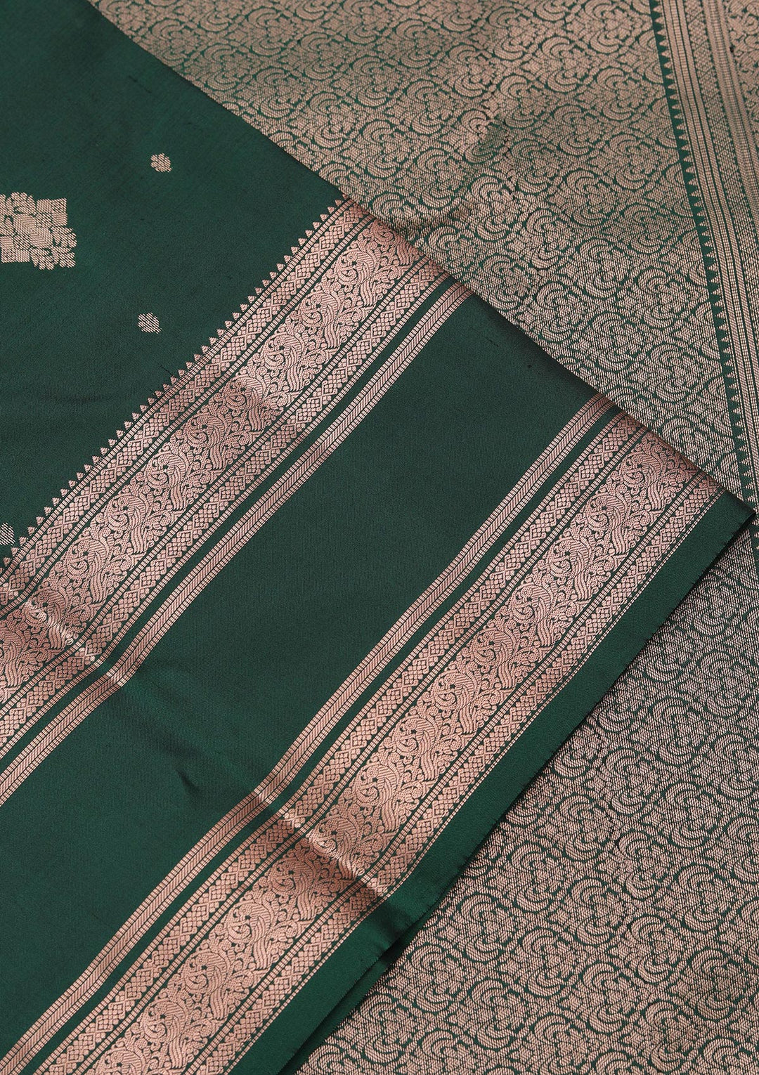Bottle Green Zariwork Pure Silk Saree