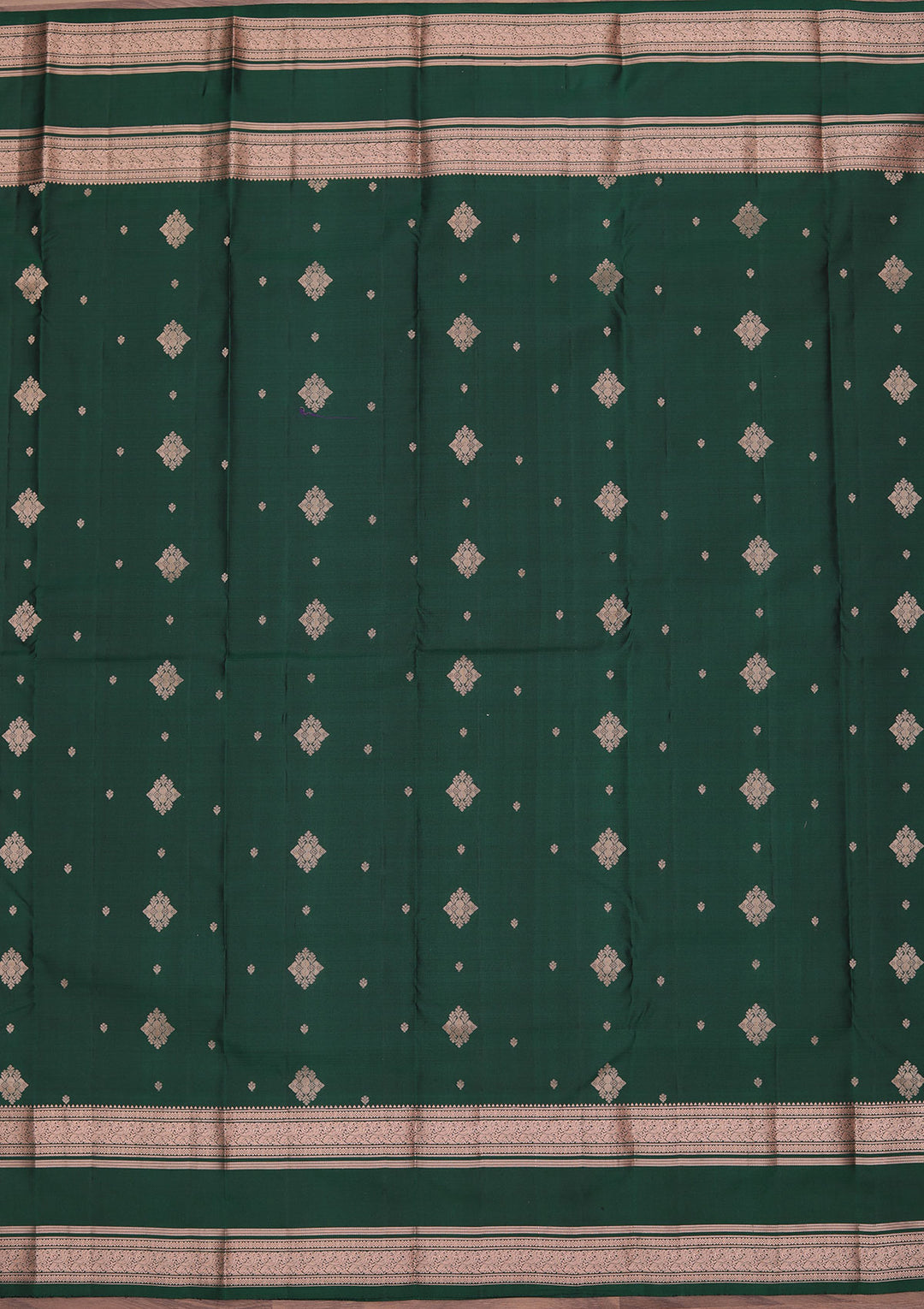 Bottle Green Zariwork Pure Silk Saree