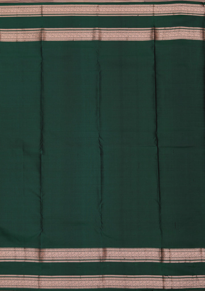 Bottle Green Zariwork Pure Silk Saree