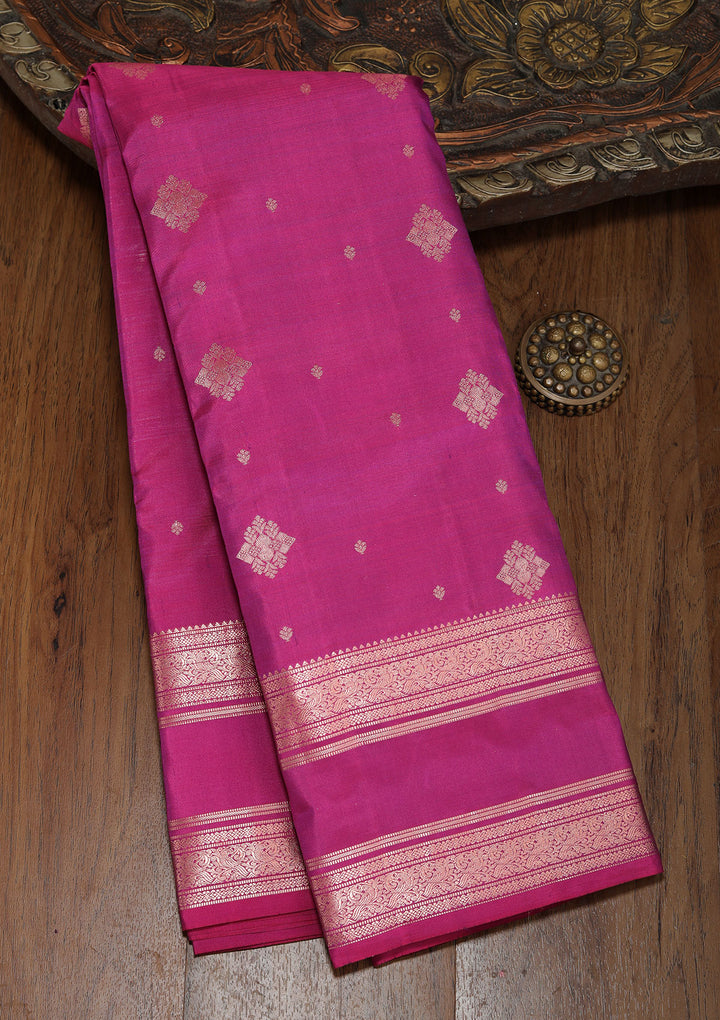 Wine Pure Silk Buti Zariwork Saree With Matching Blouse Piece