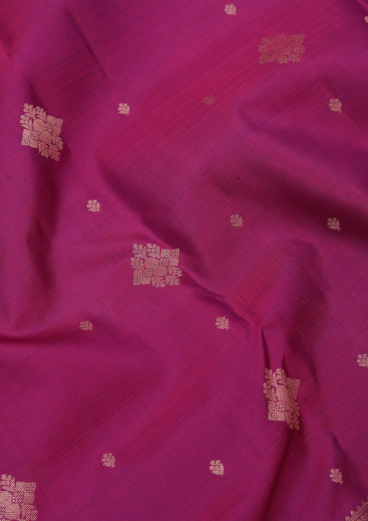 Wine Pure Silk Buti Zariwork Saree With Matching Blouse Piece