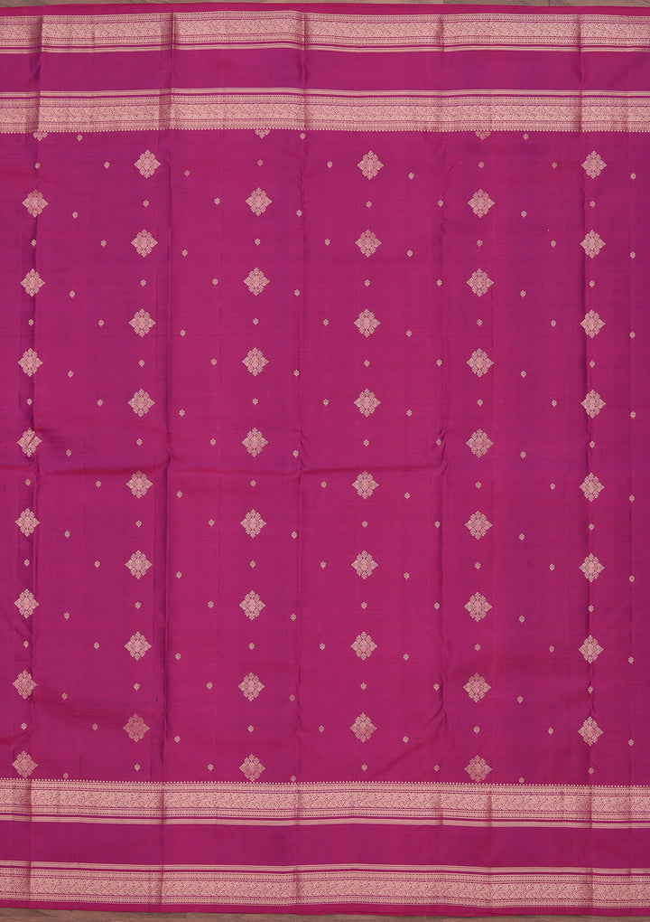 Wine Pure Silk Buti Zariwork Saree With Matching Blouse Piece