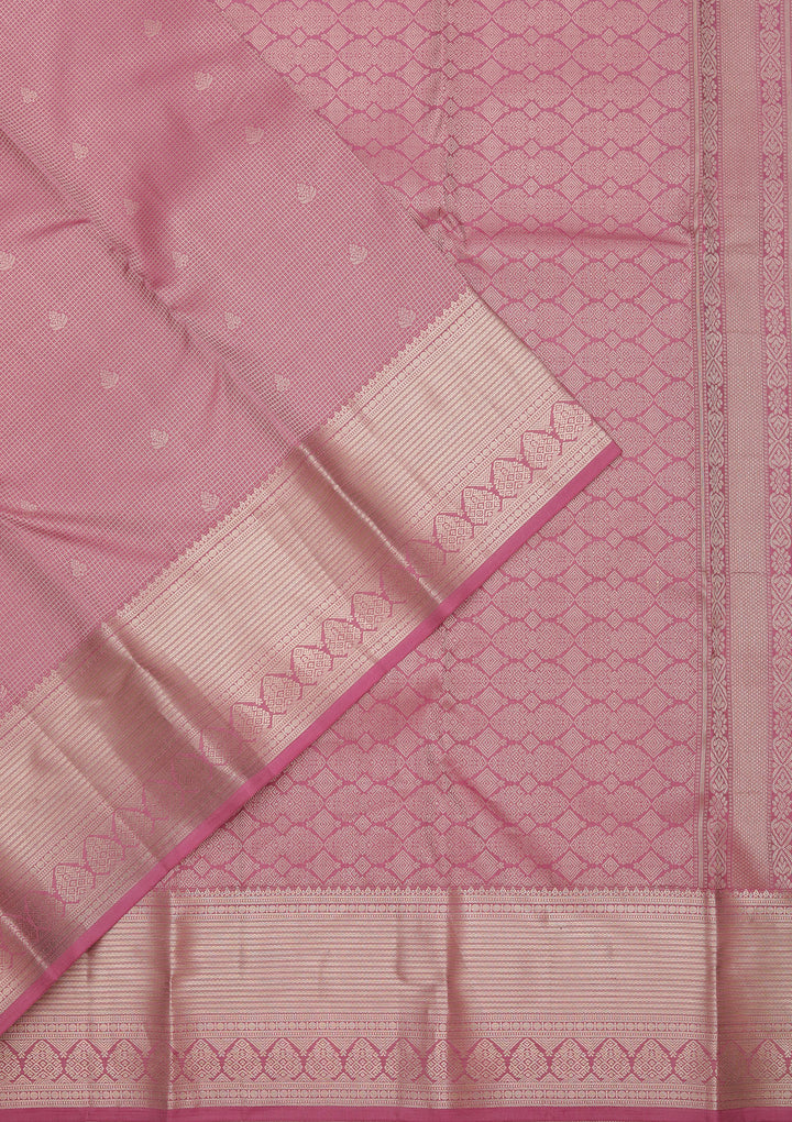 Onion Pink Zariwork Pure Silk Saree
