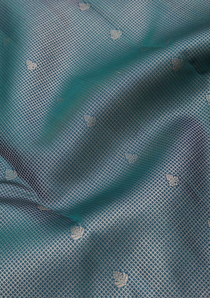 Peacock Blue Zariwork Pure Silk Saree
