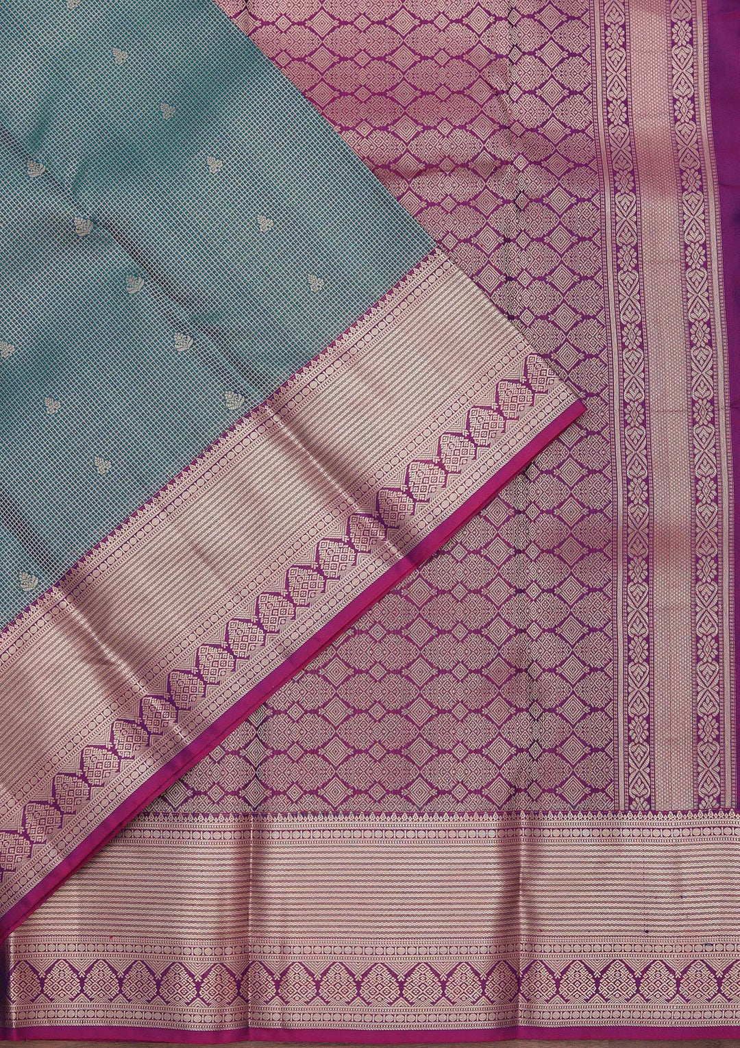 Peacock Blue Zariwork Pure Silk Saree